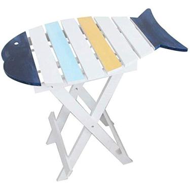 Imagem de Mesa dobrável de peixe pequeno apartamento mesa de piquenique pequena mesa de centro varanda mesa de cabeceira de madeira artesanato (61x38x59cm) prateleiras de flores atualizadas