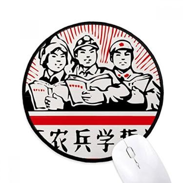 Imagem de Worker Campeasant Soldier Red China Mouse Pad Desktop Office Round Mat para computador