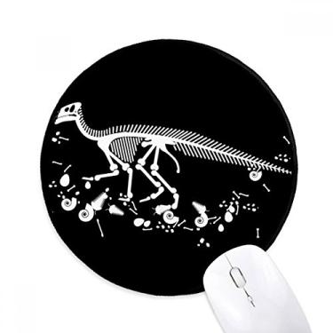 Imagem de Tapete de rato preto osso de dinossauro para mesa de escritório tapete redondo para computador