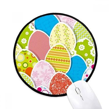 Imagem de DIYthinker Festival de Páscoa bonito colorido cultura ovo tapete de mouse desktop escritório tapete redondo para computador