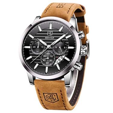 Imagem de Relógio masculino BENYAR de quartzo, à prova d’água, com cronógrafo, pulseira de couro com design esportivo e de negócios