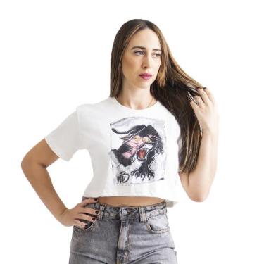 Imagem de Blusa Blusinha T-Shirt Cropped Camiseta Feminina Estampada Pantera - M