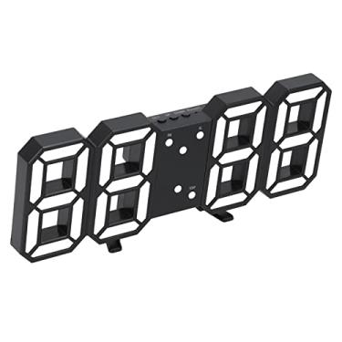 Imagem de Relógio despertador digital, ajuste automático de brilho 3D luminoso LED relógio eletrônico de tela grande estéreo digital desktop relógio de parede