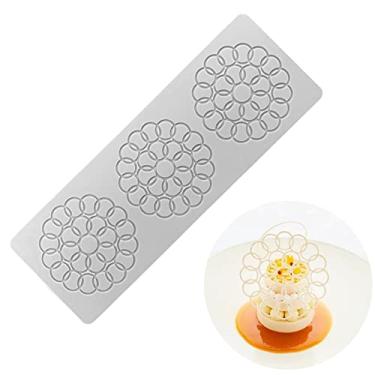 Imagem de Molde de renda para fondant de folha oca 3D molde de doces de várias folhas chocolate açúcar artesanato decoração de bolo cupcake top (D círculo de bolhas_28,7 * 10,1 * 0,3 cm)
