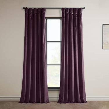 Imagem de HPD Half Price Drapes Cortinas de veludo de pelúcia Heritage 84 polegadas longas cortinas de escurecimento de quarto e sala de estar 50L x 84C, (1 painel), ameixa de inverno