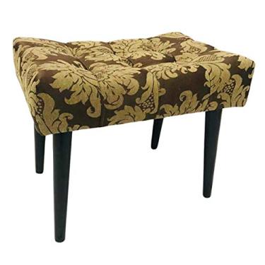 Imagem de Puff Capitonê Luxo Jacquard Marrom com Bege Medalhão