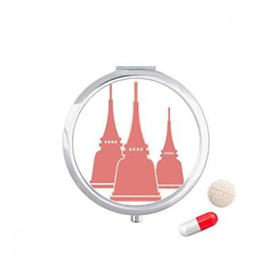 Imagem de Porta-comprimido com ilustração de arte de arquitetura tradicional da Tailândia, caixa de armazenamento de remédios dispensador de recipiente