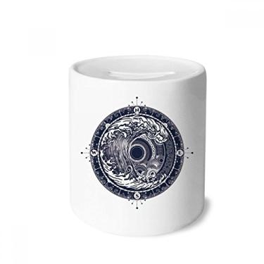 Imagem de DIYthinker Waves Compasso Circle Art Pattern Dinheiro Caixa de Cerâmica Porta-Moedas Presente