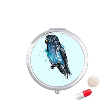 Imagem de Caixa de comprimidos de papagaio azul preto caixa de armazenamento de medicamentos dispensador de remédios