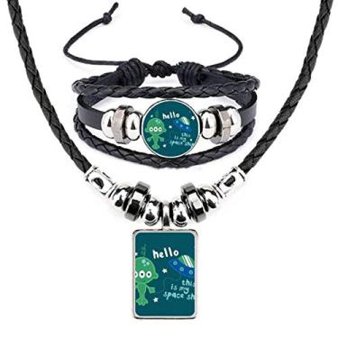 Imagem de Conjunto de joias para colar de couro alienígena Hello Alien do Universo e alienígena