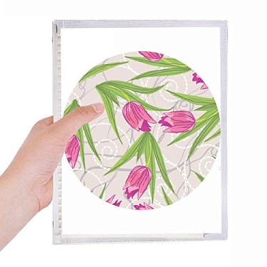Imagem de Caderno de folhas soltas com flores em formato de cravos, folhas de papelaria recarregável