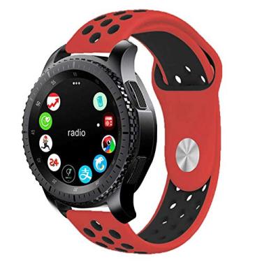Imagem de Pulseira 22mm Sport compatível com Samsung Galaxy Watch 3 45mm - Galaxy Watch 46mm - Gear S3 Frontier - Amazfit GTR 47mm - Amazfit GTR 2 - Marca LTIMPORTS (Vermelho com Preto)