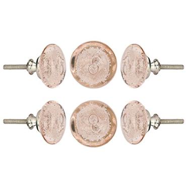 Imagem de Perilla Home Conjunto de 6 maçanetas - puxadores decorativos de cristal rosa - puxadores de vidro premium para armário, gavetas, cômodas, decoração de casa, cozinha, armário de ferragens para porta de