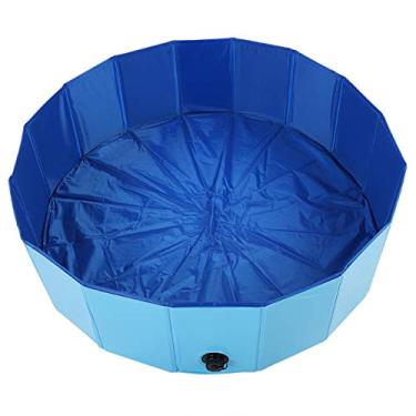Imagem de Wosune Piscina de PVC para animais de estimação dobrável banheira de animais de estimação piscina para cachorro, banheira de animais de estimação, cão de piscina dobrável azul para piscinas de banho animal de estimação (azul, grande)