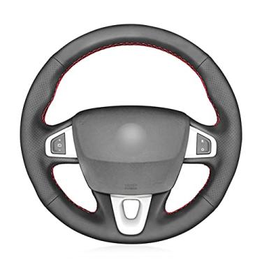 Imagem de Capa de volante de carro confortável e antiderrapante costurada à mão em couro preto, apto para Renault Megane 3 Coupe RS 2010 2011 2012 2013 2014 2015 2016