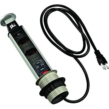 Imagem de Torre de Tomada MULTIPLUG 2 tomadas + 2 USB Sistema Click Prata