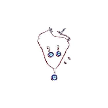 Imagem de Conjunto de brincos e corrente com pingente Olho grego