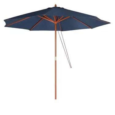 Imagem de Ombrellone 3 Metros Diâmetro Azul Cabo Madeira 009167 MOR