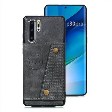 Imagem de Capa carteira para porta-cartões para Huawei P30 Pro P20 Lite 2019 Mate 40 30 20 Honor 9X 20 Lite Pro Couro Slot para cartão Capa traseira, cinza, For Honor 9A