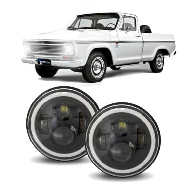 Imagem de Par Farol Angel Eyes 7 Polegadas Ford F-1000 Farol Redondo