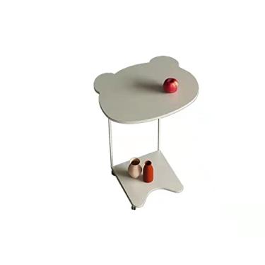 Imagem de Mesa lateral branca moderna móvel pequena redonda mesa de canto escritório sala de estar sofá mesa de centro lateral quarto mesa de cabeceira com rodas mesa de centro para sala de estar