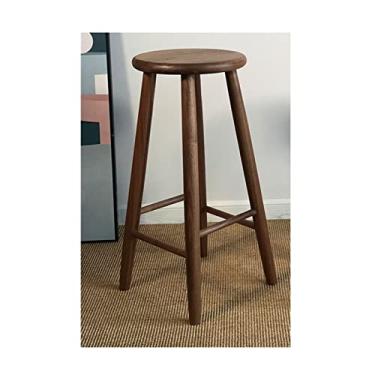 Imagem de Bancos de bar cadeira de bar moderno banquinho alto de madeira decoração de casa banqueta de madeira restaurante café cadeiras de bar redondas cadeiras de bar (tamanho: I)