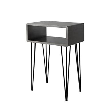 Imagem de Mesa lateral retangular moderna 2 camadas de armazenamento oco de metal pequena mesa de canto escritório sala de estar sofá mesa de centro lateral quarto mesa de cabeceira mesa de centro para sala de estar