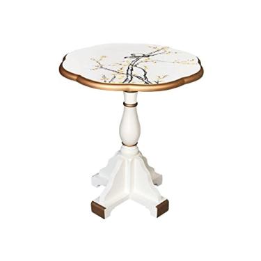 Imagem de FIONEL Mesa lateral de madeira rústica mesa de centro retrô pintada à mão mesa de canto sala de estar quarto varanda móveis mesa de centro para sala de estar