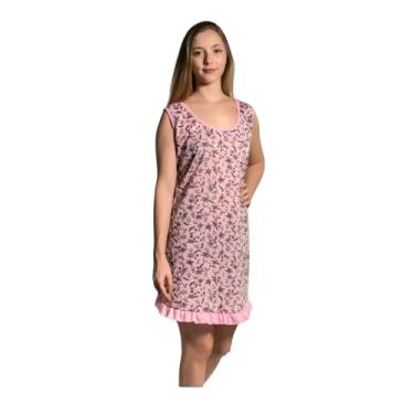 Imagem de Camisola feminina linha jovem Regata com babado (G, ROSA)