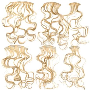 Imagem de Mipcase 6 Unidades extensões de cabelo peruca extensões de cabelo castanho claro decoração de extensões de cabelo presilhas de cabelo presilha de cabelo extensões de cabelo humano grampo