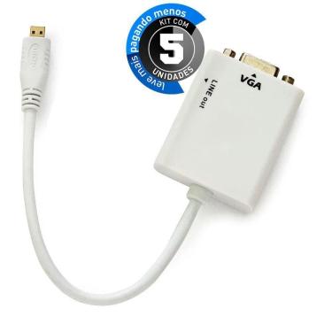 Imagem de Cabos Micro Hdmi - Vga Com Áudio - Kit 5