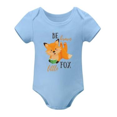 Imagem de SHUYINICE Macacão infantil engraçado para meninos e meninas, macacão premium para recém-nascidos, Be Brave Little Fox Baby Onesie, Azul-celeste, 9-12 Months