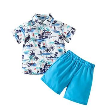 Imagem de Camisa social para meninos gravata borboleta estampa floral camiseta tops shorts crianças bebê menino suspensórios e gravata borboleta roupa, Branco, 2-3 Anos