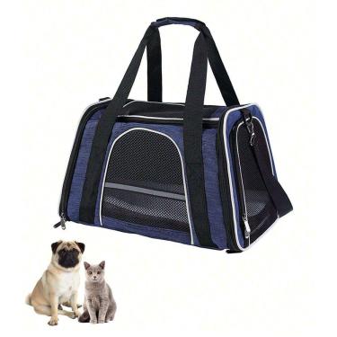 Imagem de Bolsa Transporte Gato Cao Cachorro Pet Faixa Refletiva Viagem Passeio Animal de Estimaçao Pequeno Porte Aviao Onibus Carro