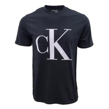 Imagem de Calvin Klein Camiseta masculina com logotipo Big CK, Beleza preta, M