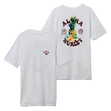 Imagem de Hurley Camiseta masculina de manga curta com logotipo Fruitaloha lavado todos os dias, Branco, M