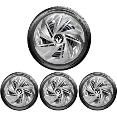 Imagem de Jogo 4 Calotas Esportiva Nitro Prata Aro 14 RLT Sandero Logan Clio Megane Fluence Symbol