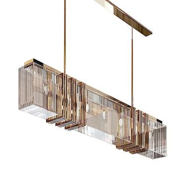 Imagem de Lustre de cristal retangular moderno estilo americano luminária pendente de luxo luminária de teto para sala de jantar quarto cozinha ilha corredor hotel (tamanho: L80cm)