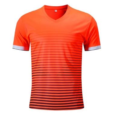 Imagem de Letuwj Camiseta masculina Sports Stadium camiseta de futebol de manga curta absorvente respirável, Laranja, G