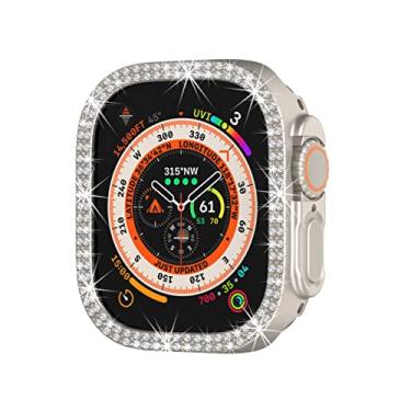 Imagem de Compatível com Apple Watch Ultra 2/Apple Watch Ultra 49 mm, fileira dupla, brilhante, diamante, capas protetoras de policarbonato para mulheres e homens, capas de strass brilhantes de cristal (luz das