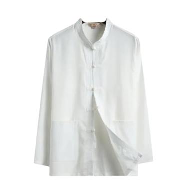 Imagem de Casaco masculino primavera outono estilo chinês roupas casuais jaqueta masculina vintage China clássico ano novo roupas, Branco, M