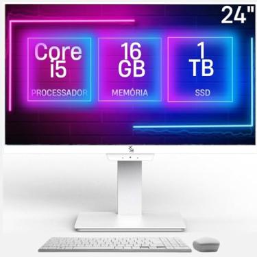 Imagem de Computador All in One 24", Intel Core i5, 16GB memória, SSD 1TB, Webcam, Wifi, Bluetooth, Windows 10, Branco - 3green Unique A3GU-0105
