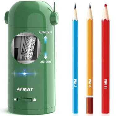Imagem de AFMAT Apontador de lápis elétrico para lápis de cor de 7 a 11,5 mm, apontador totalmente automático, entrada e saída automática, recarregável, deixa as mãos livres, para lápis grandes, verde