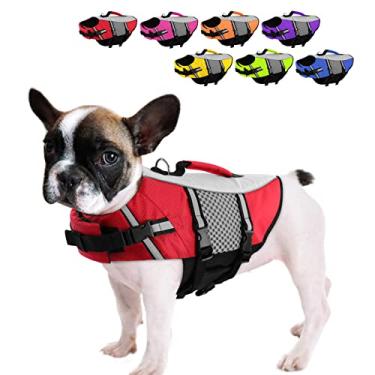 Imagem de Queenmore Colete salva-vidas para cães pequeno médio colete salva-vidas de neoprene leve refletivo para cães para passeios de barco caiaque vermelho, G