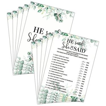 Imagem de Conjunto de chá de panela - He Said She Said Cartões de festa para casamento - Decoração de festa de casamento verde - Artigos e atividades para jogos de despedida de solteira na selva tropical - 30