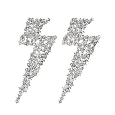 Imagem de Met-edianger Brincos de strass de relâmpago com pingente de gota de cristal para mulheres e meninas, Zinco, Vidro