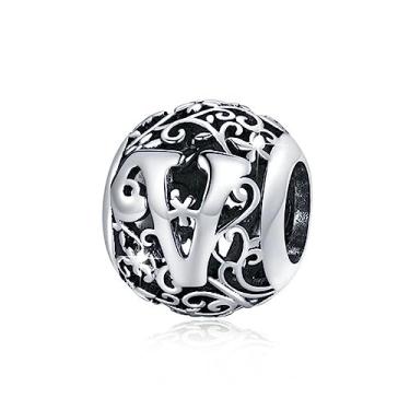 Imagem de Pulseira de prata esterlina 925 A-Z com letra inicial berloques do alfabeto para pulseiras Pandora, miçangas, colar faça você mesmo, pingentes de tornozeleira para mulheres e meninas, presentes de