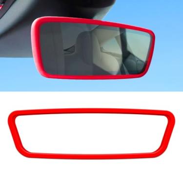 Imagem de Hirificing Acabamento de espelho retrovisor vermelho para Tesla Model 3 Y X S Semi 2014-2024, protetor de espelho retrovisor interno de silicone para moldura de borda de tela de decoração, acessórios