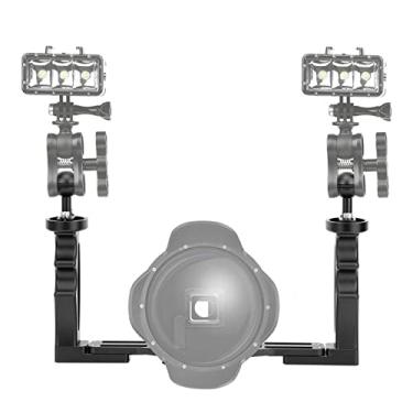 Imagem de Câmera subaquática Vomeko com suporte de bandeja, estabilizador de vídeo de duas mãos, estabilizador de suporte para câmera de ação subaquática, suporte portátil para lanterna de mergulho(Preto)