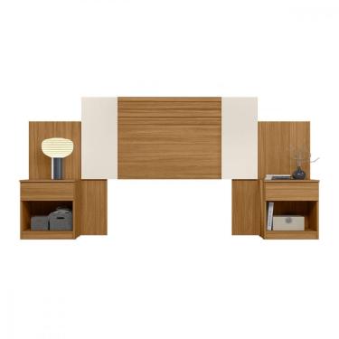 Imagem de Cabeceira Araguaia Casal ou Queen Freijo com Off White/Cinza Flex Moval